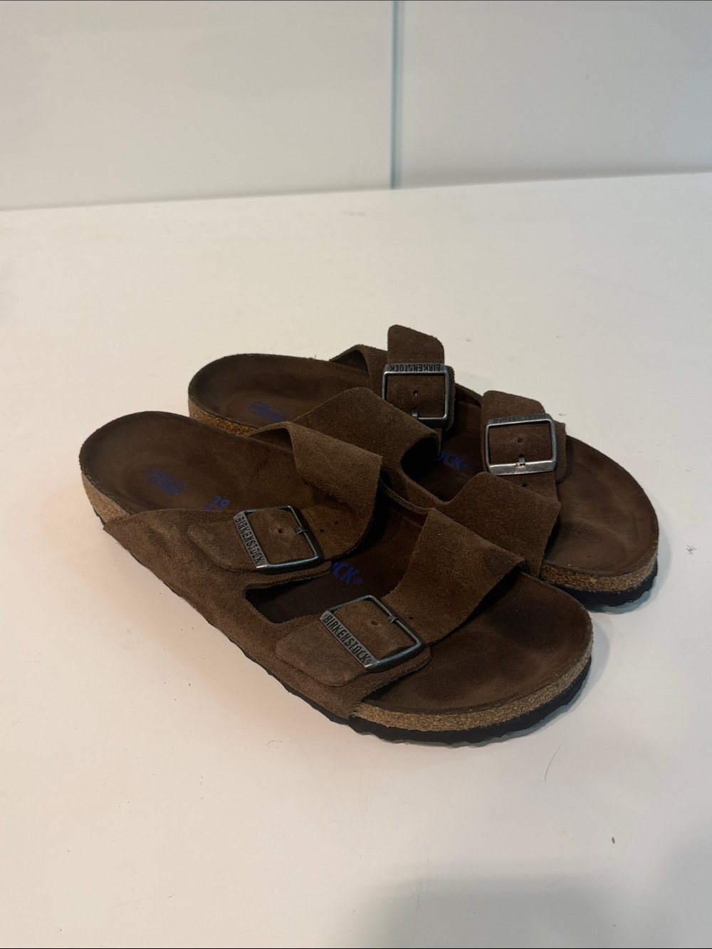 Gently used Birkenstock Brown Suede Double Strap Sandals women’s size 8